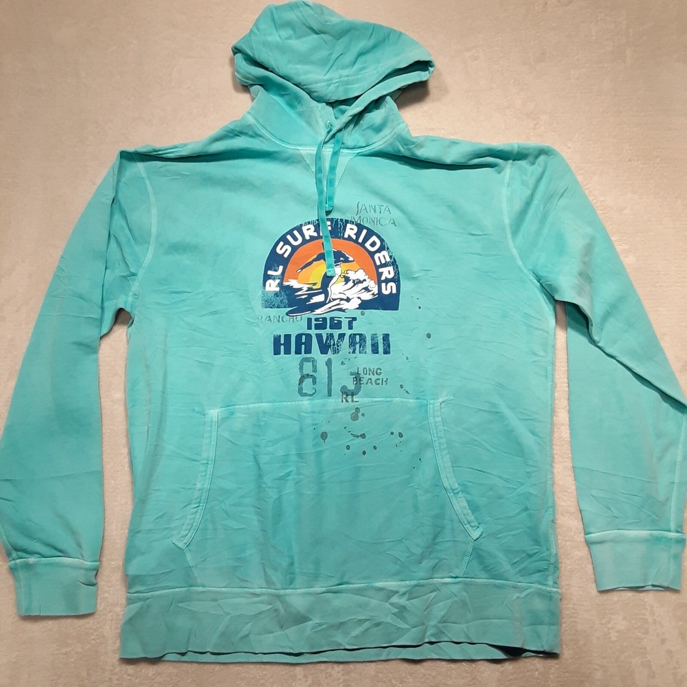 Polo Ralph Lauren Mens RL Surf Riders Hoodie Sz.XL-Tall/Blue/Hawaii/Pullover
